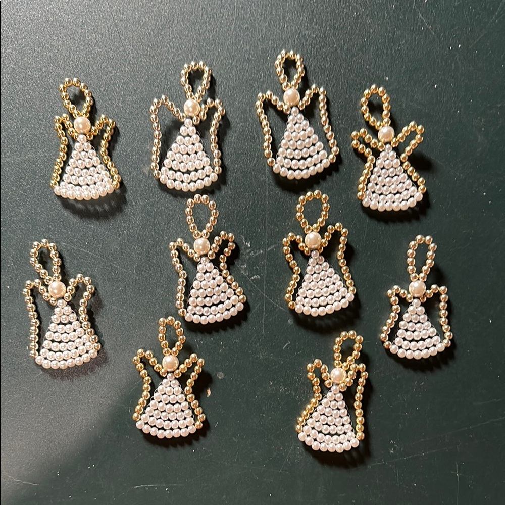 Gold and White Beaded Angel Charms